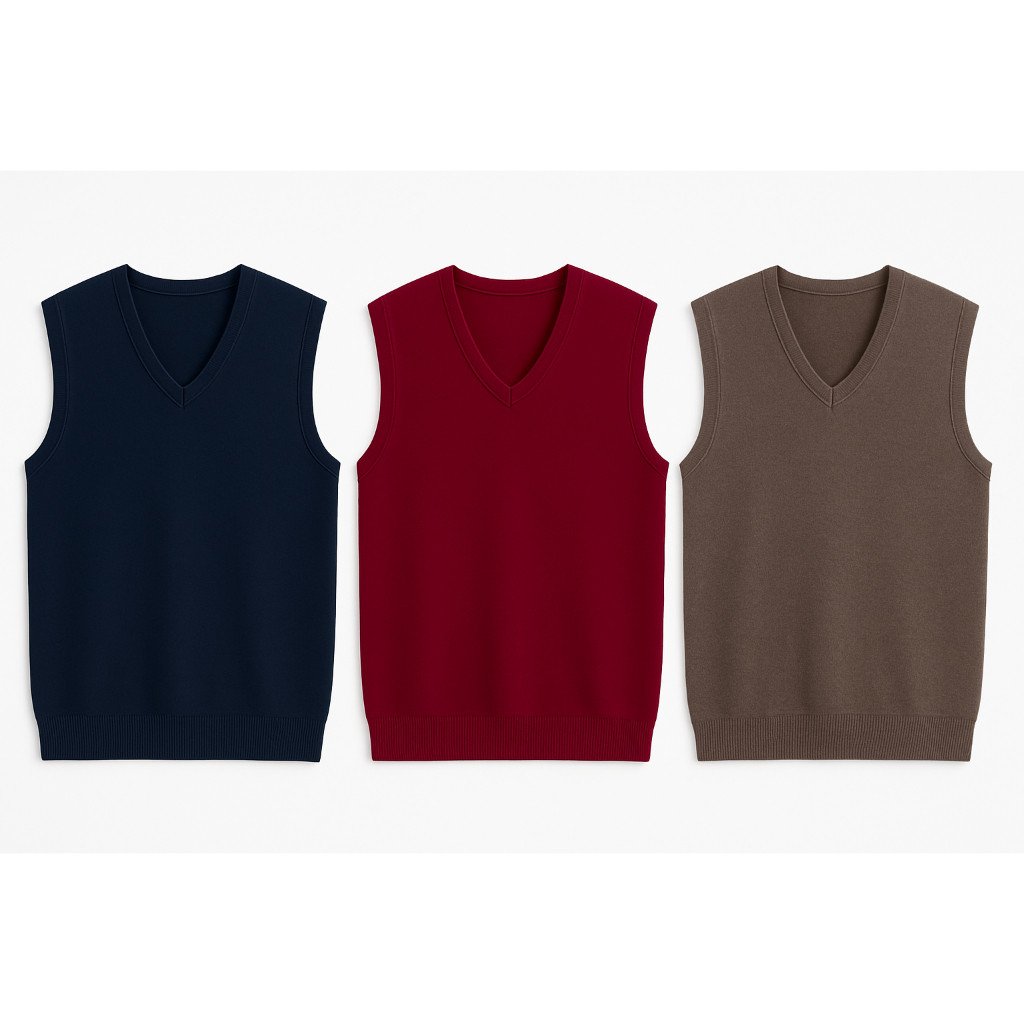 KIT 3 Coletes Tricot Masculino Social Inverno Lã Quente Elegante Casual P M G GG