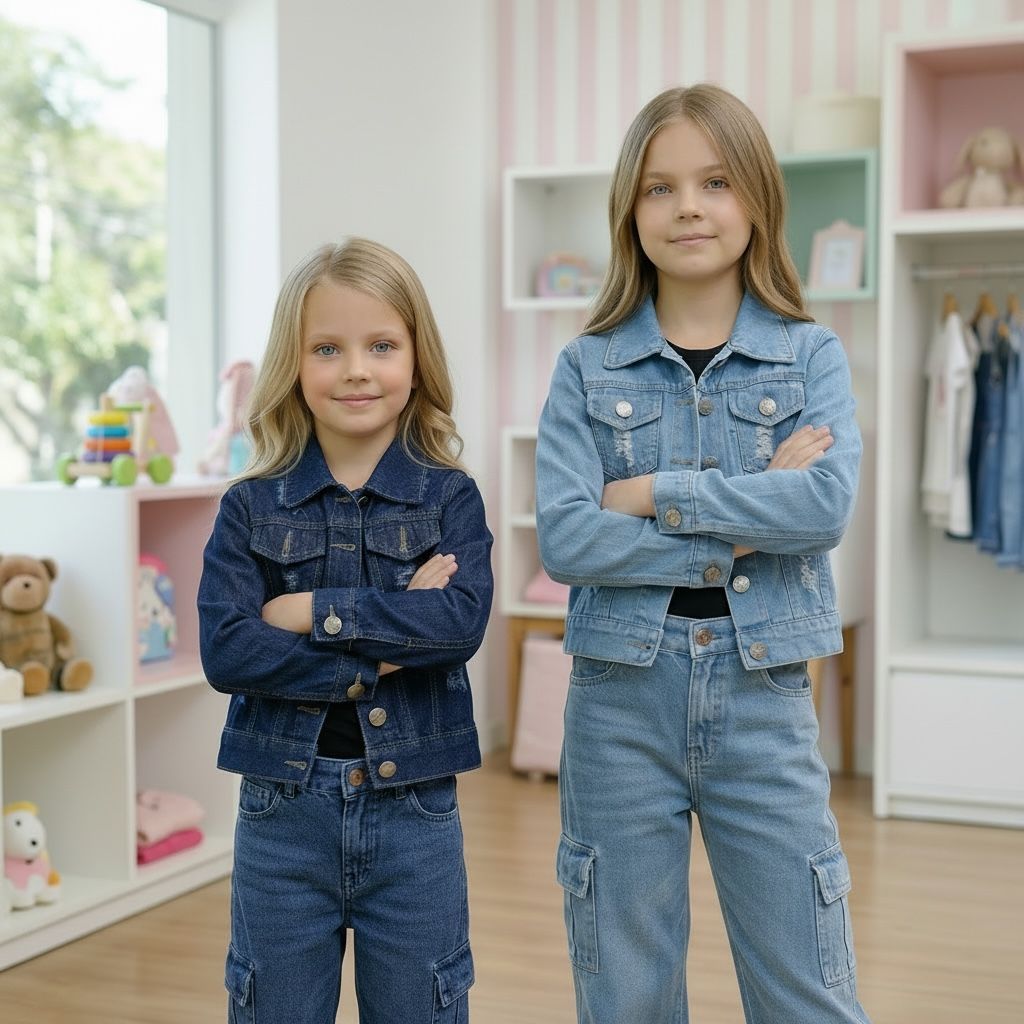 Jaqueta Jeans Infantil e juvenil Feminina do 4 ao 8