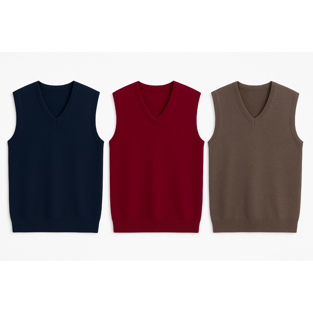 KIT 3 Coletes Tricot Masculino Social Inverno Lã Quente Elegante Casual P M G GG