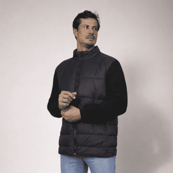 Jaqueta Masculina Puffer Bobojaco Casaco Nylon Impermeável com Capuz Removivel Bolso Interno