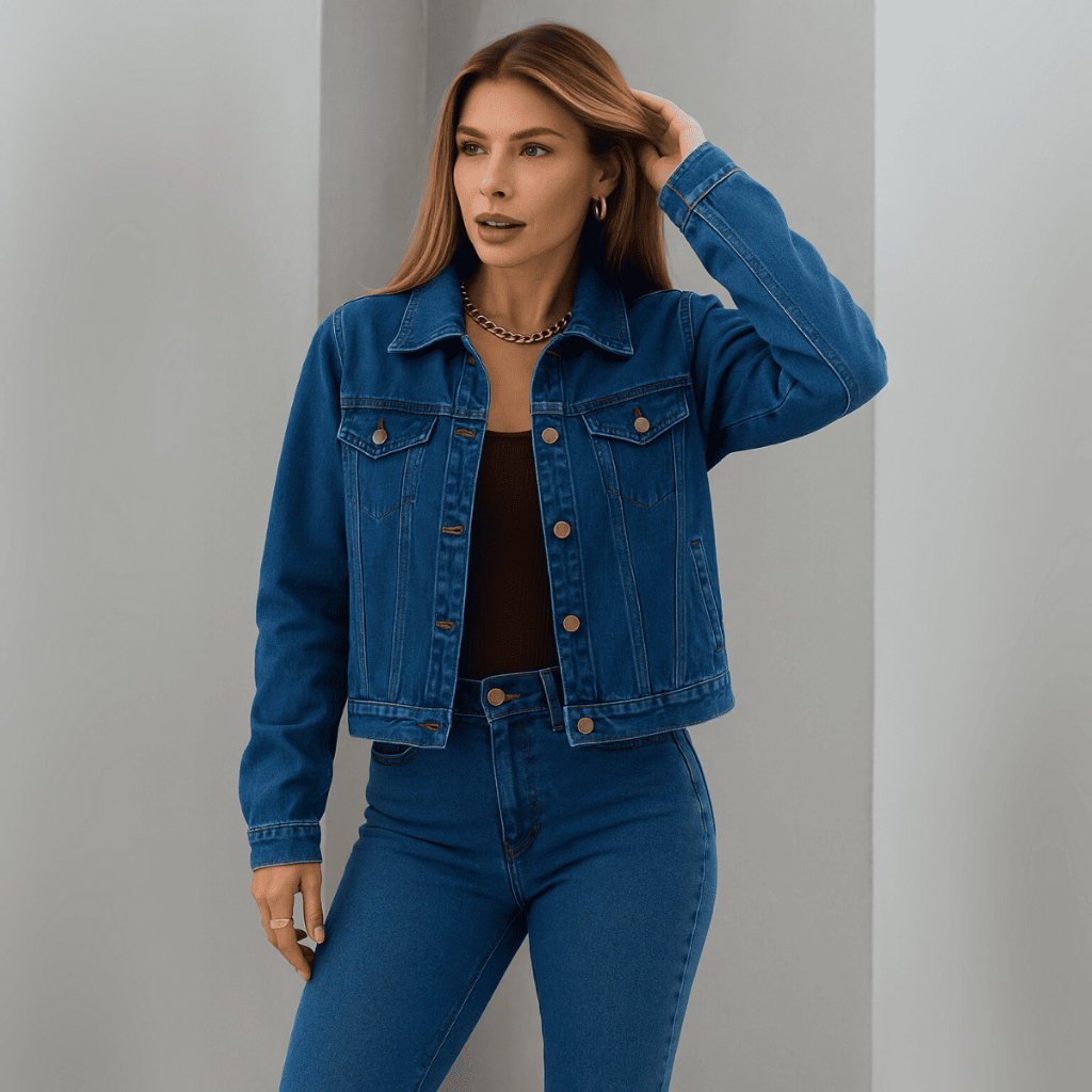 Combo 2 Jaquetas Femininas Sortidas jeans Bolsos Funcionais com Elastano Manga Longa Gola Social