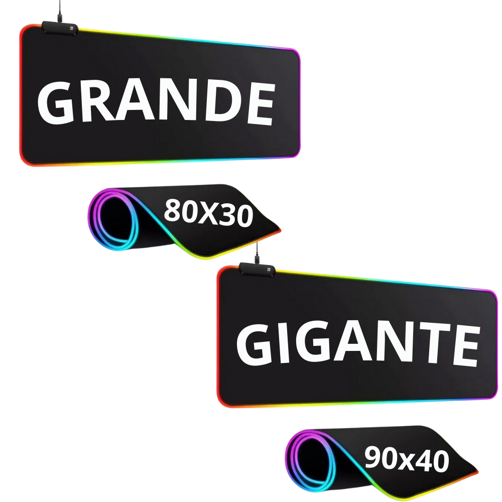 Mousepad RGB Gamer LED 7 Cores Speed A Prova da Agua Impermeável Mouse e Teclado