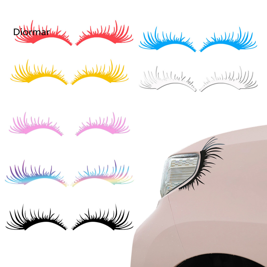 Expressive Vinyl Decals 2pcs Waterproof Car Eyelash Stickers Funny Headlight Cute Vehicle Decoration for Cars Trucks Fri