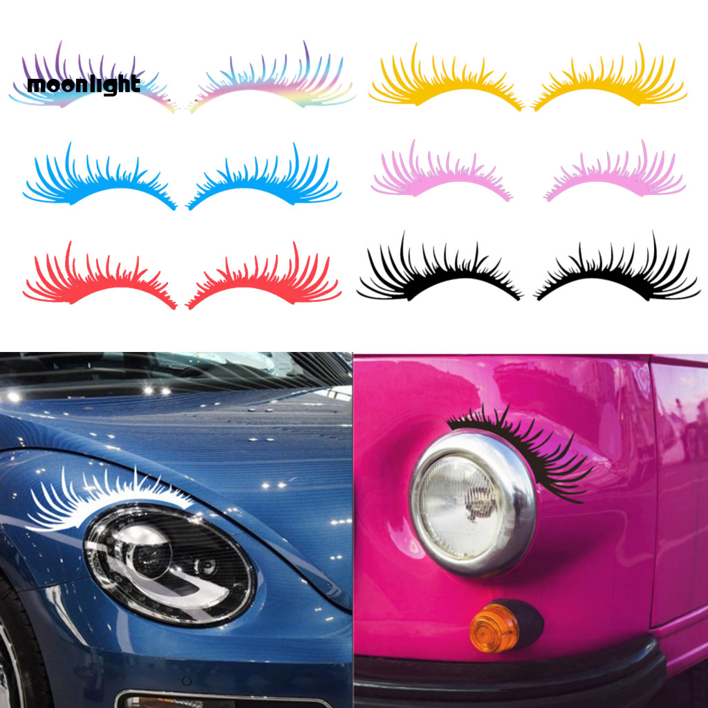 2 Pcs Waterproof Car Eyelash Stickers Funny Headlight Decals Cute Vehicle Decoration for Tailgate Fridge Wall – Perfec