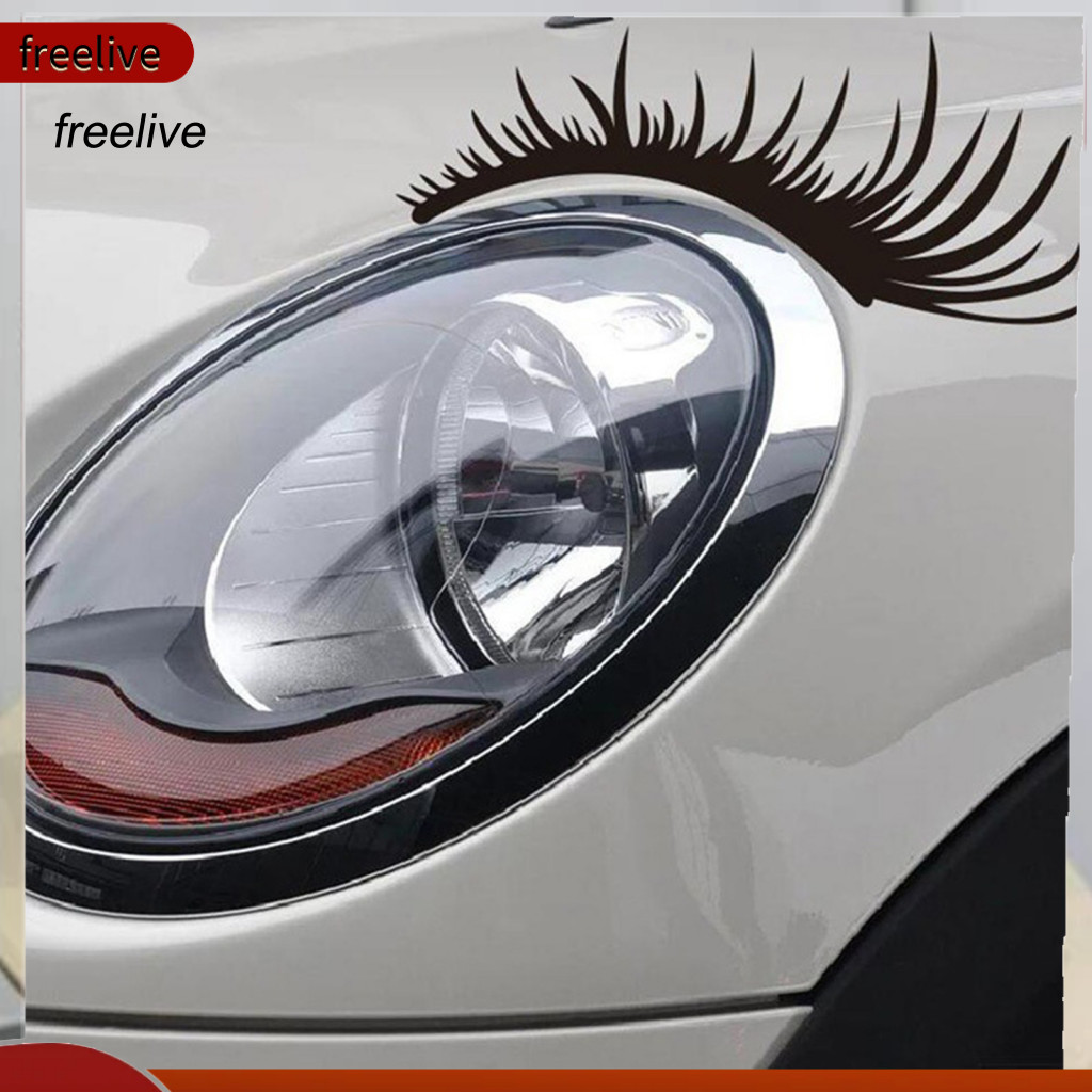 Car Stickers Waterproof Repositionable Decals 2pcs Eyelash Funny Headlight Cute Vehicle Decoration for Tailgate Fridge W
