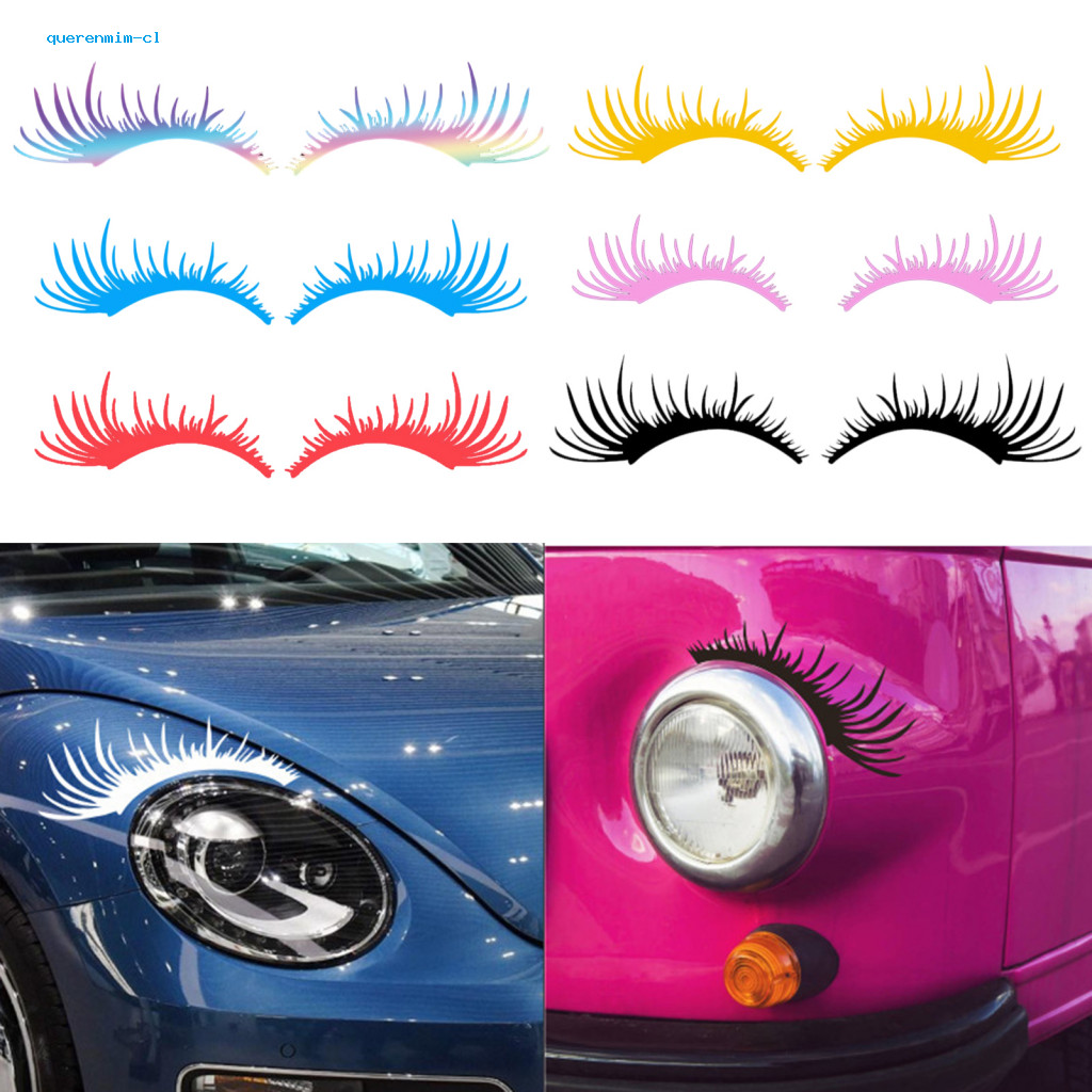 Expressive Vinyl Decals Car Stickers Waterproof 2pcs Eyelash Funny Headlight Cute Vehicle Decoration for Truck Fridge Wi