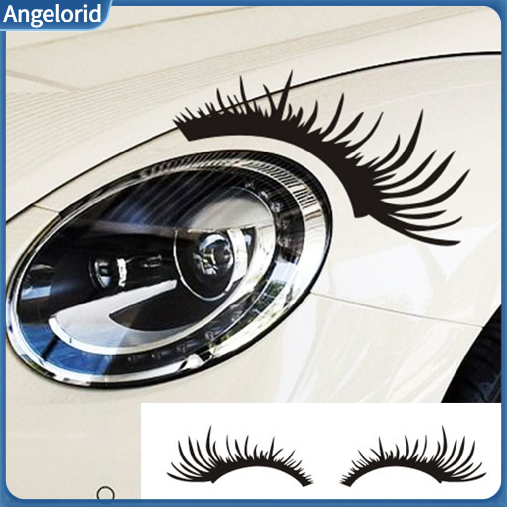 Removable Adhesive Headlight Stickers Cute Eyelash Car 2 Pairs Auto Headlamp Decals Waterproof Eye Lashes for Beetle