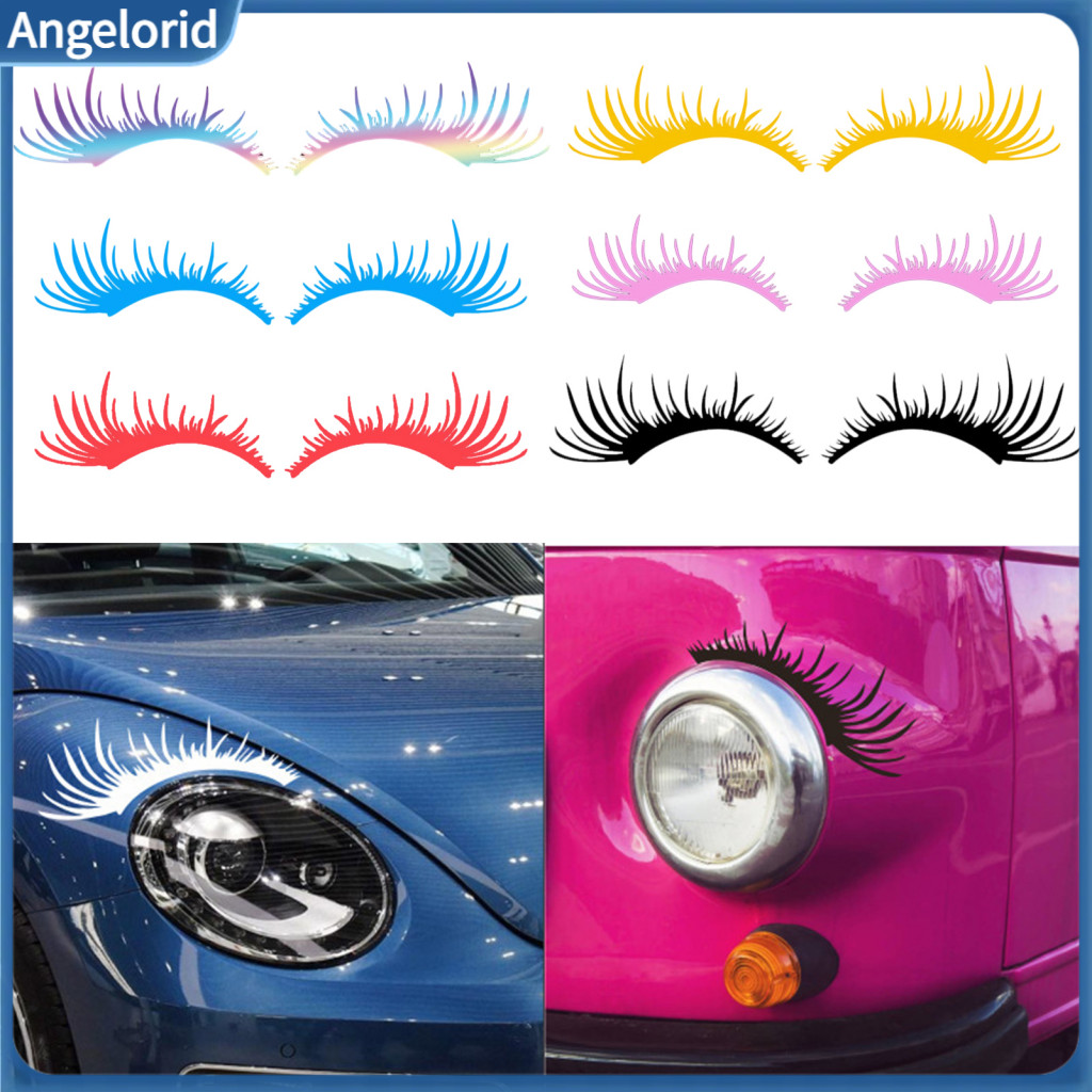 Car Stickers Waterproof Expressive Vinyl Decals 2pcs Eyelash Funny Headlight Cute Vehicle Decoration for Truck Fridge Wi