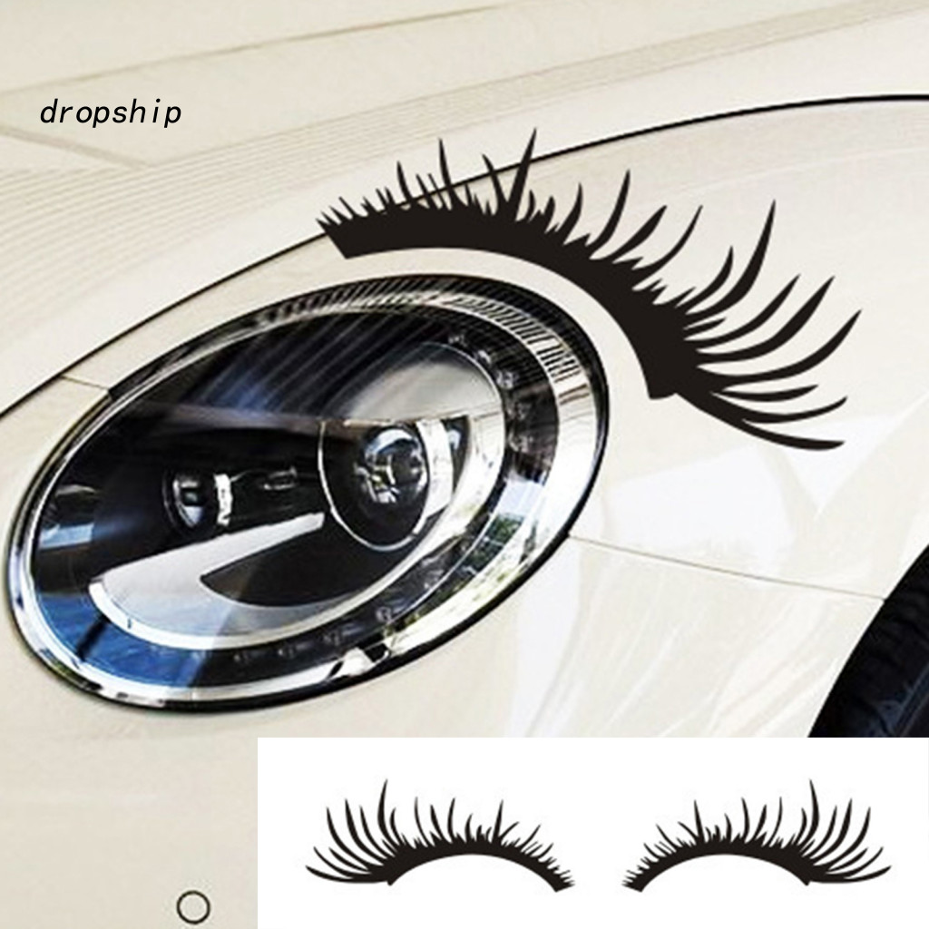 Decorative Eyelashes for Headlights Cute Eyelash Car Stickers 2 Pairs Headlight Auto Headlamp Decals Waterproof Adhesive