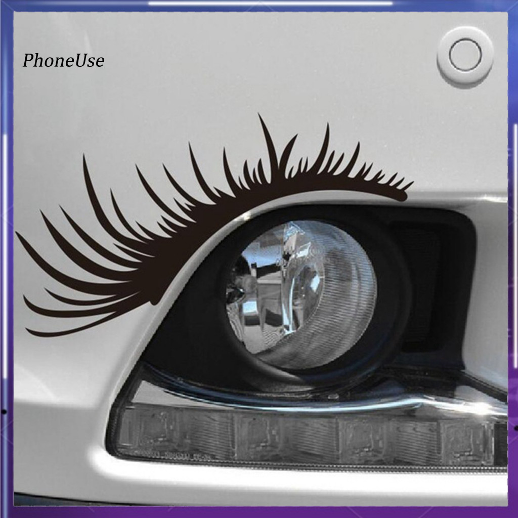Car Stickers Waterproof Adorable Gift 2pcs Eyelash Funny Headlight Decals Cute Vehicle Decoration for Truck Fridge Windo