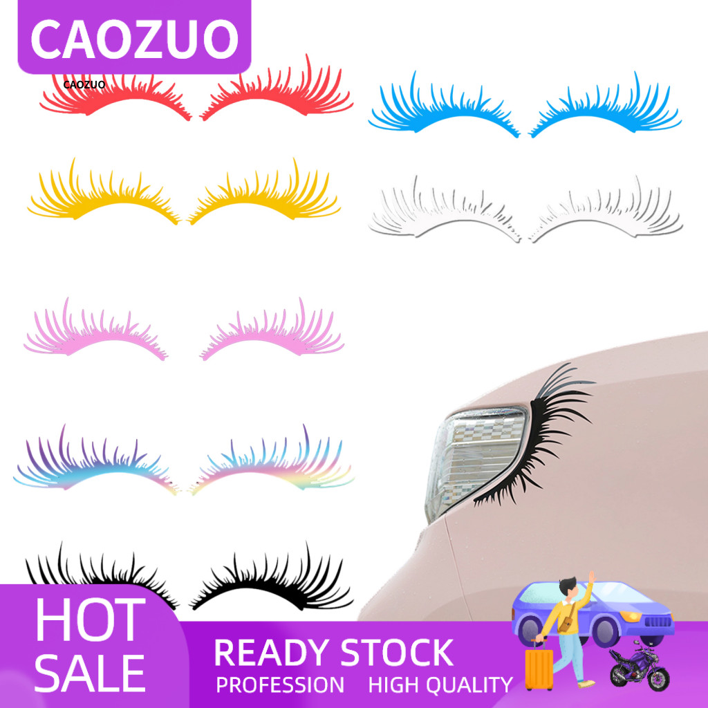 Eyelashes Stickers Car Waterproof 2pcs Eyelash Funny Headlight Decals Cute Vehicle Decoration for Tailgate Fridge Wall W