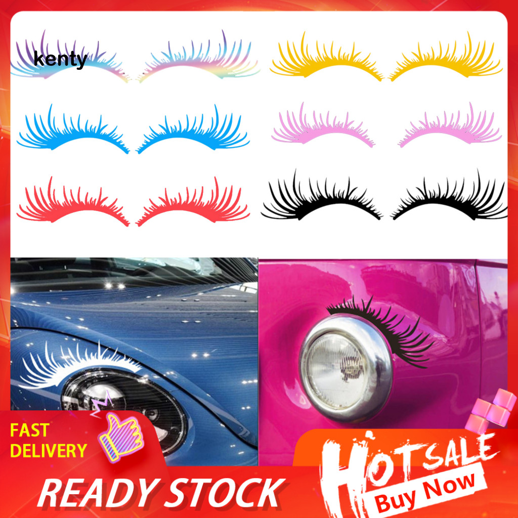 Long-lasting Vinyl Decals Funny Car Headlight Sticker 2pcs Waterproof Eyelash Stickers Cute Vehicle Decoration for Cars