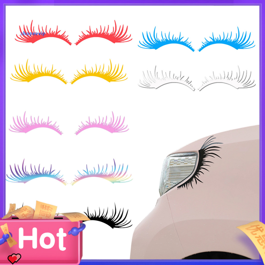 Personalized Car Stickers Funny Headlight Sticker 2pcs Waterproof Eyelash Decals Cute Vehicle Decoration for Cars Trucks