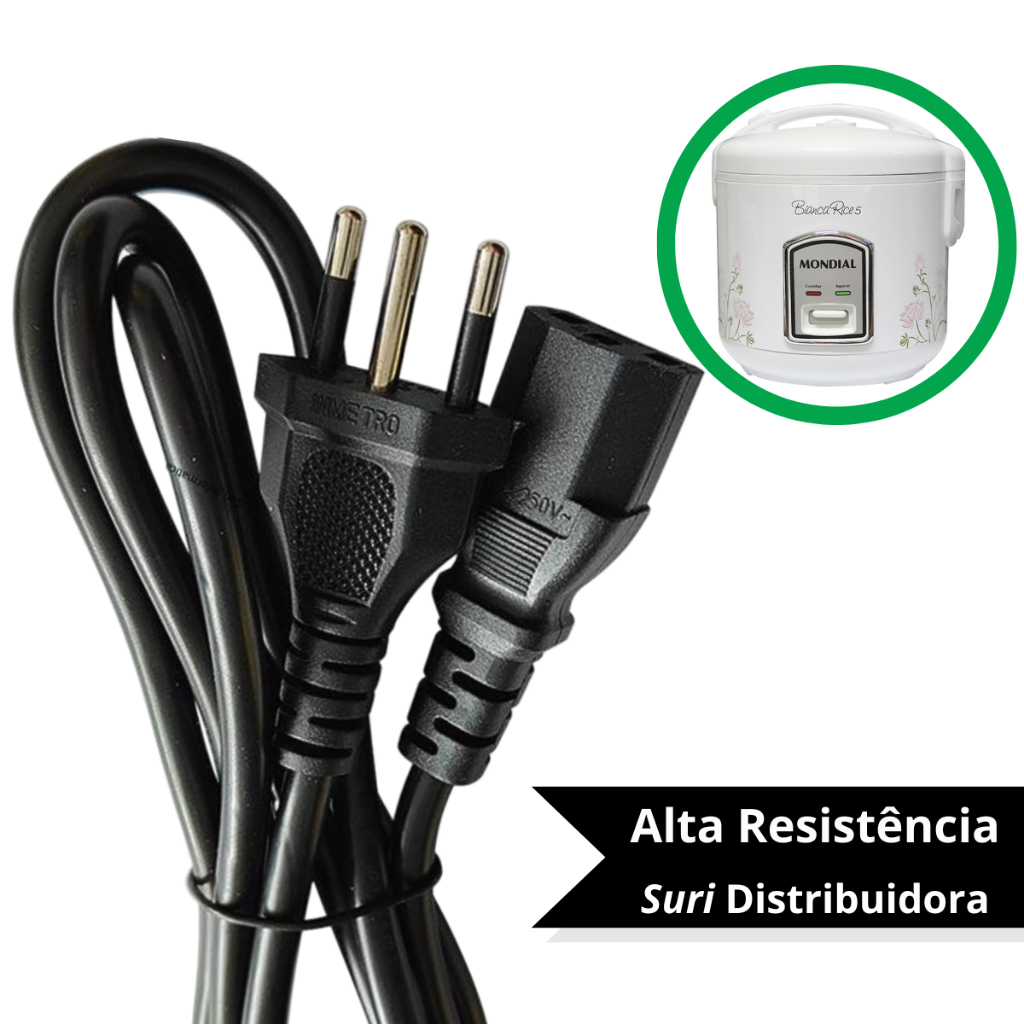 Cabo de Força Tripolar Panela Elétrica Alta Resistência Fio Grosso Bivolt 110v/220v