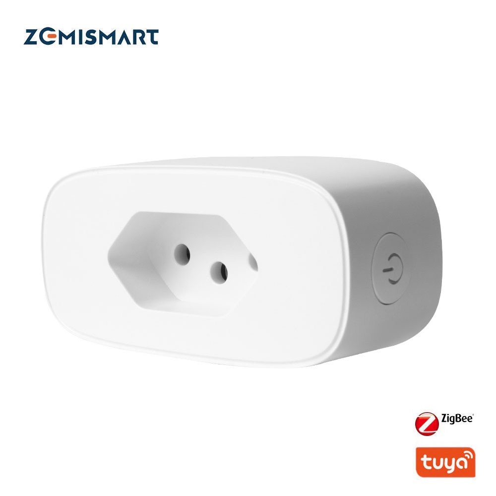 Zemismart Tuya Zigbee Brasil Tomada BR Temporização 16A/20A Monitor Energia Alexa Google Voice,Com Homekit via ZMHK01/M6