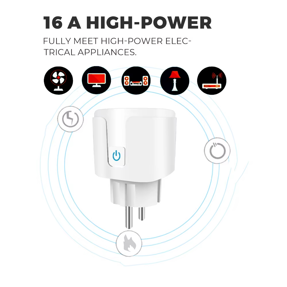 Tomada inteligente da ue wifi 20a tomada da ue controle remoto temporizador monitor de energia suporte voz google casa
