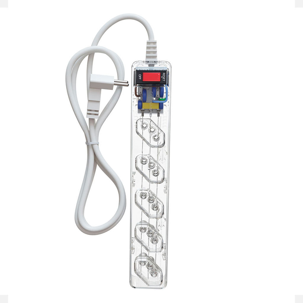 iCLAMPER Energia 5 Tomadas LCF Transparente Filtro de Linha e Protetor Elétrico DPS Bivolt
