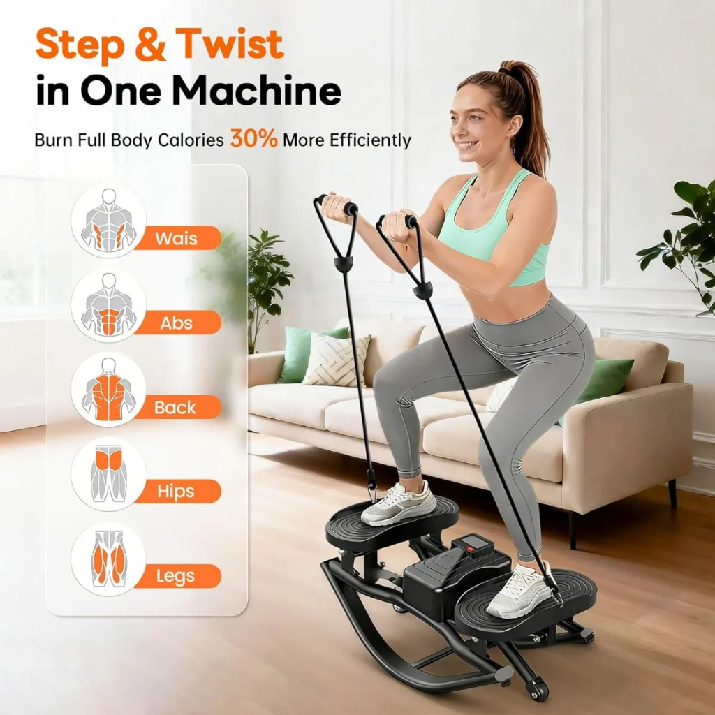 Mini Stepper Balanço Lateral Rock Stepper com Contador Digital, Máquina de Exercício Silenciosa Compacta, Treino Pernas