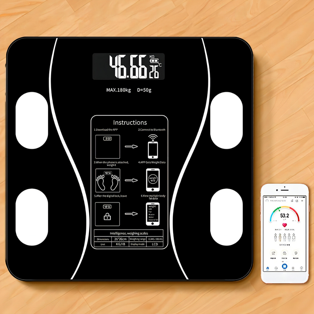 Balança Digital Corporal Profissional com Bioimpedância Bluetooth Inteligente e Suporte até 140kg