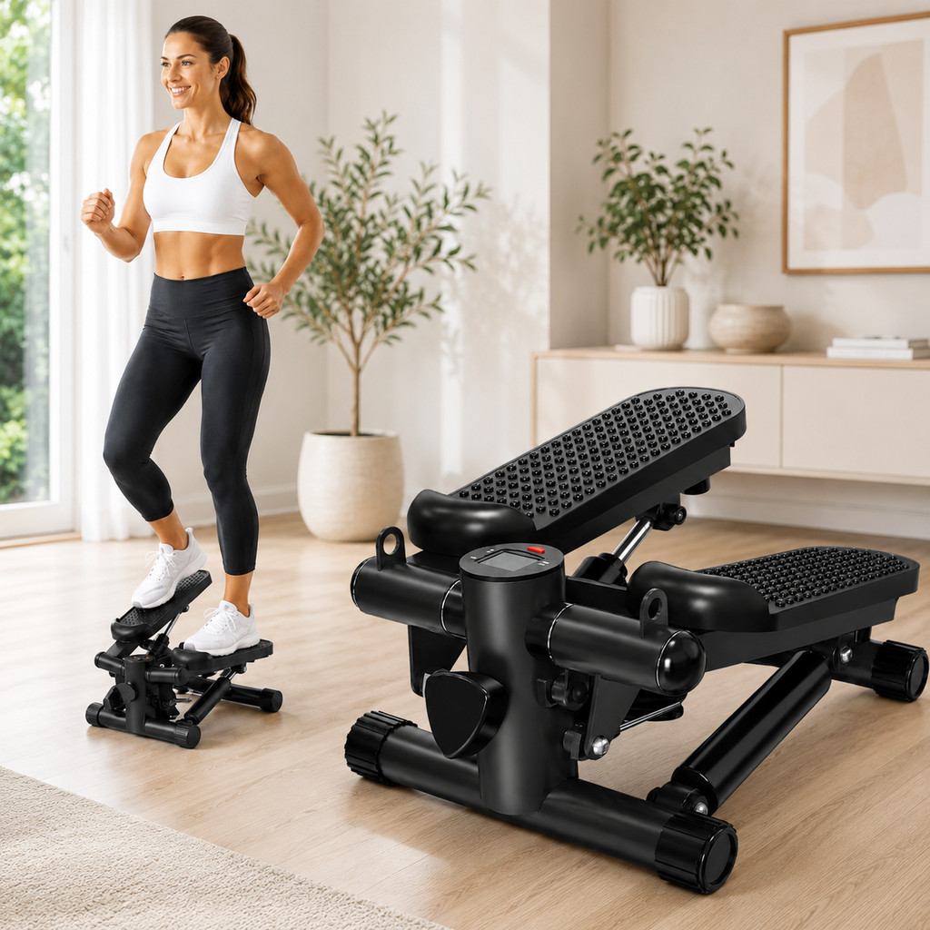 Mini Stepper Hidráulico Academia em Casa com Pedais Antiderrapantes e Monitor Digital
