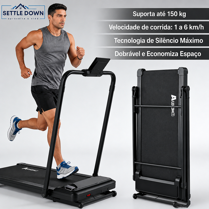 Esteira Elétrica Dobrável, Tela de Exibição Digital LED -Até 150kg para Caminhada e Corrida 110/220V