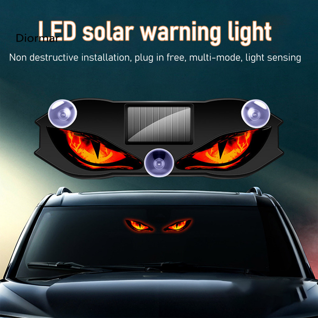 Mode Car Lamp Vibration Sensor Light Solar Devil Eyes Led Warning for Windshield Window 3 Modes Digital Display Suction