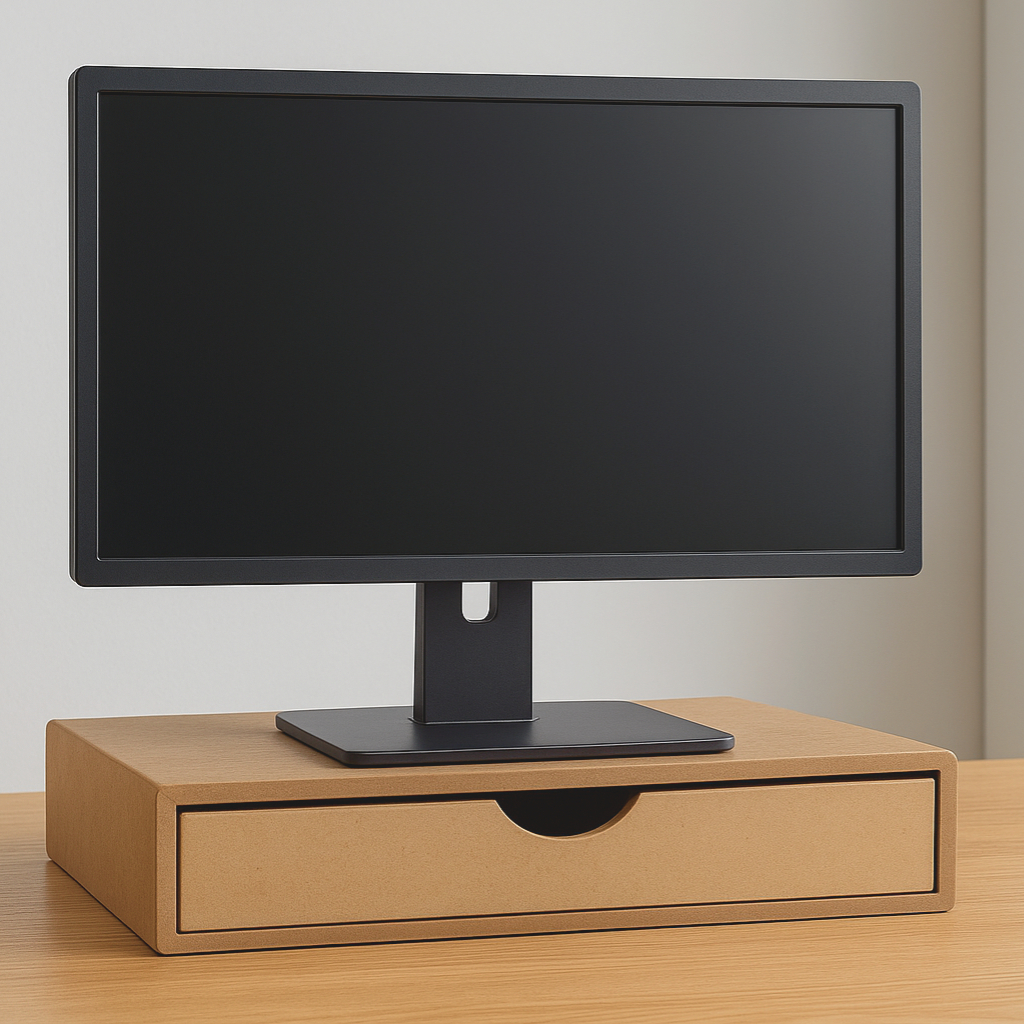 Gaveteiro de Madeira Organizador Suporte Monitor