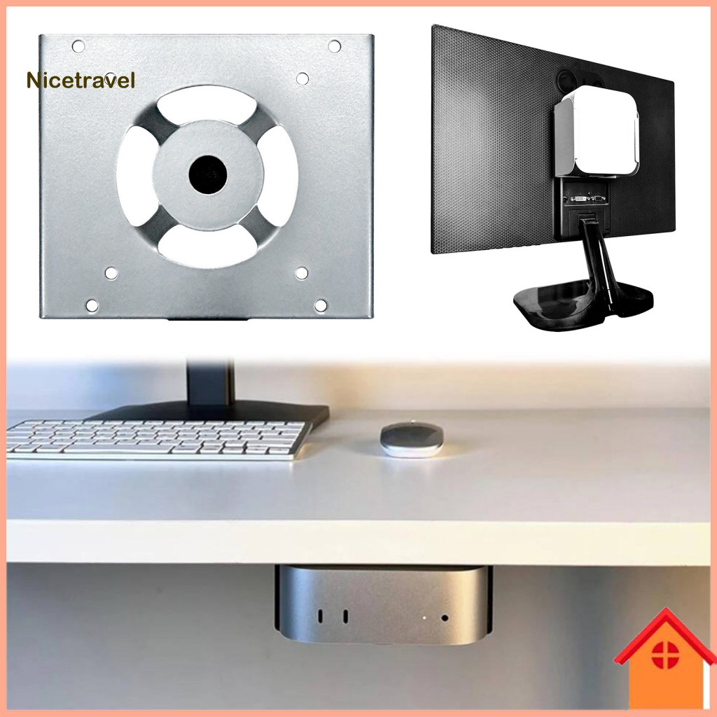 Low-profile Mini 4 Wall Mount Compact Holder Bracket for Mac under Desk with Anti-slip Padding Space-saving Monitor Back