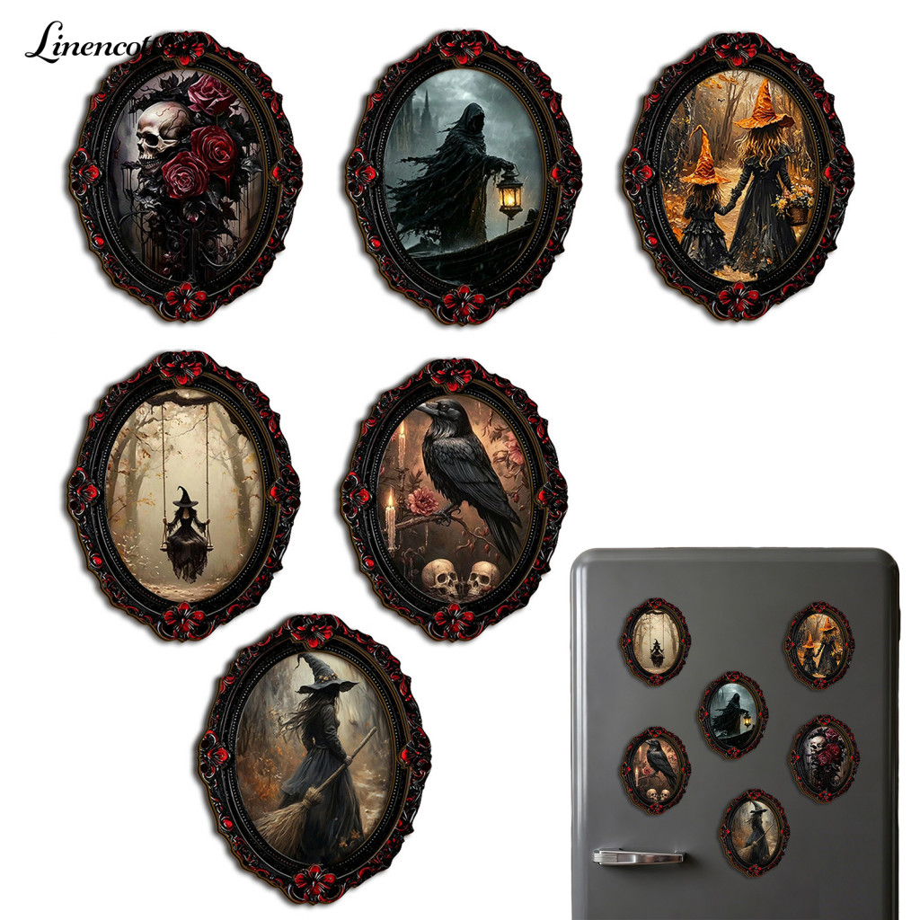 Dark Holiday Kitchen Accessories Halloween Refrigerator Magnets Magnetic Fridge Magnet Ghost Witch Wooden Photo Frame Vi