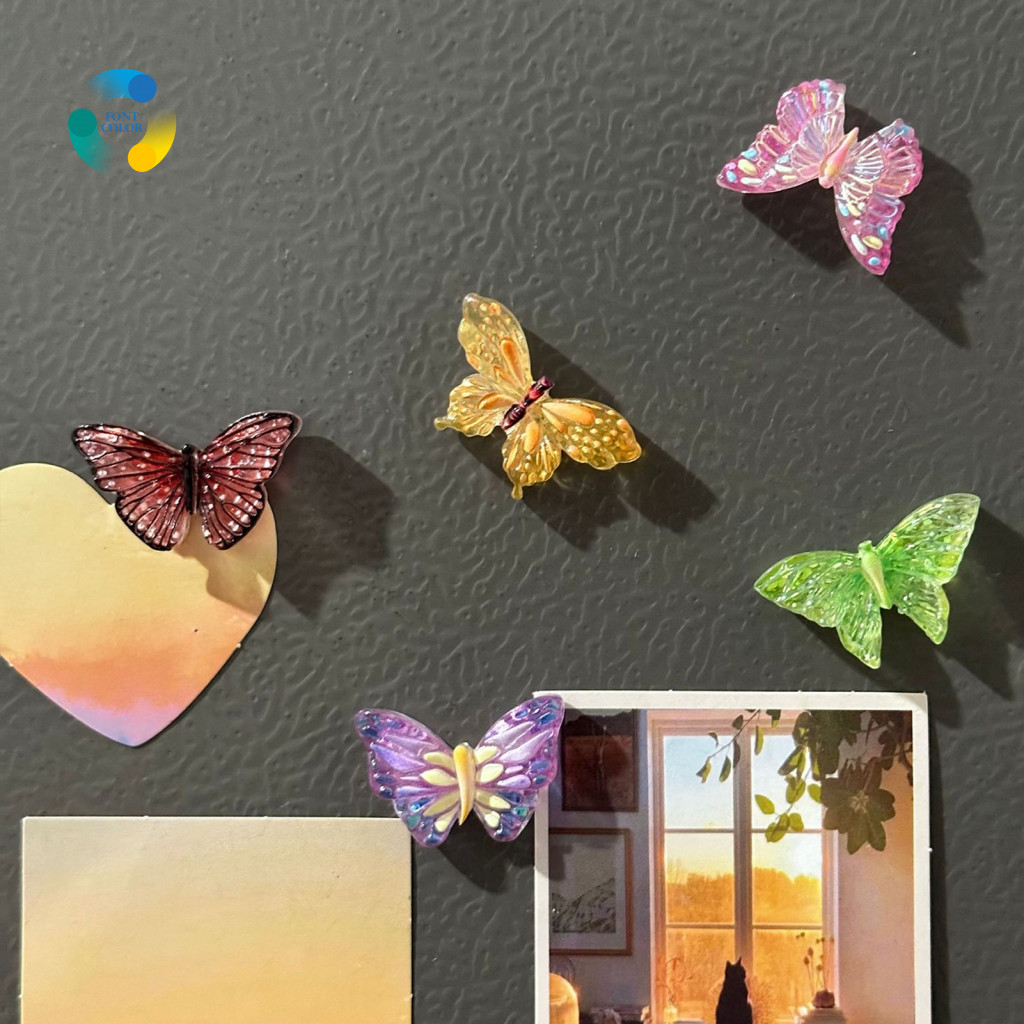 Kitchen Fridge Accessories 5pcs 3d Butterfly Refrigerator Magnets – Colorful Magnetic Decor for Photos Notes Memos Sho