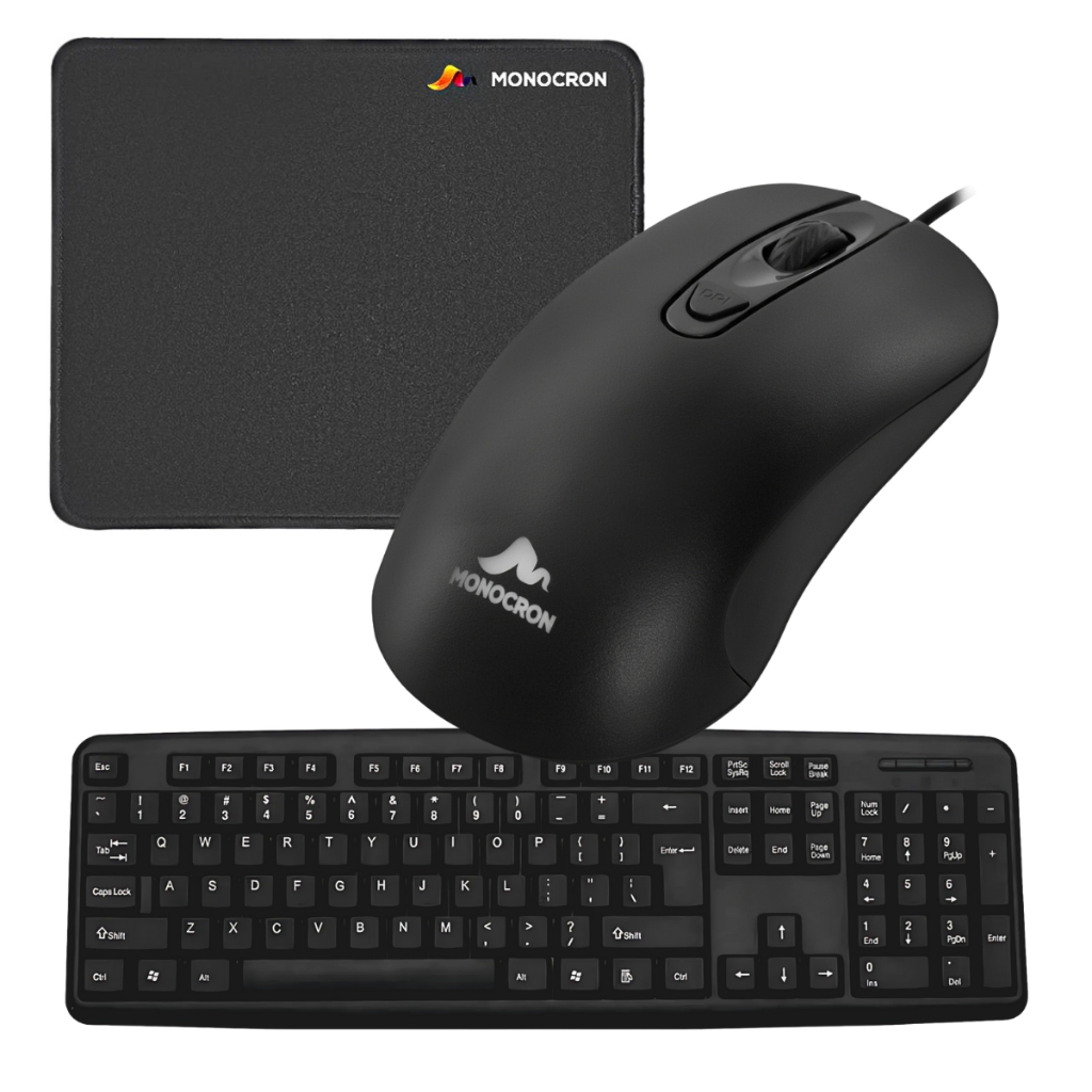 Kit Office Teclado, Mouse USB, Mousepad Casa Escritório