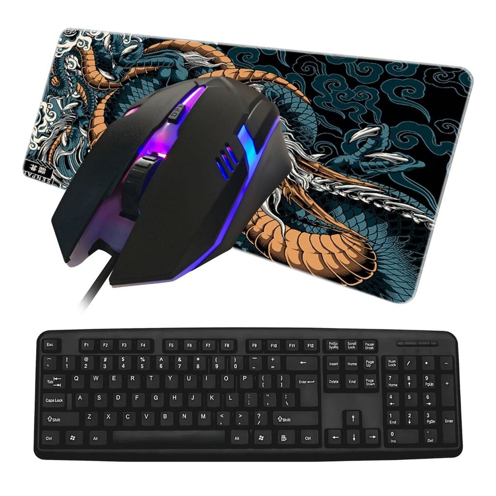 Kit 3x1 Mouse Pad Gigante Teclado Mouse Gamer USB