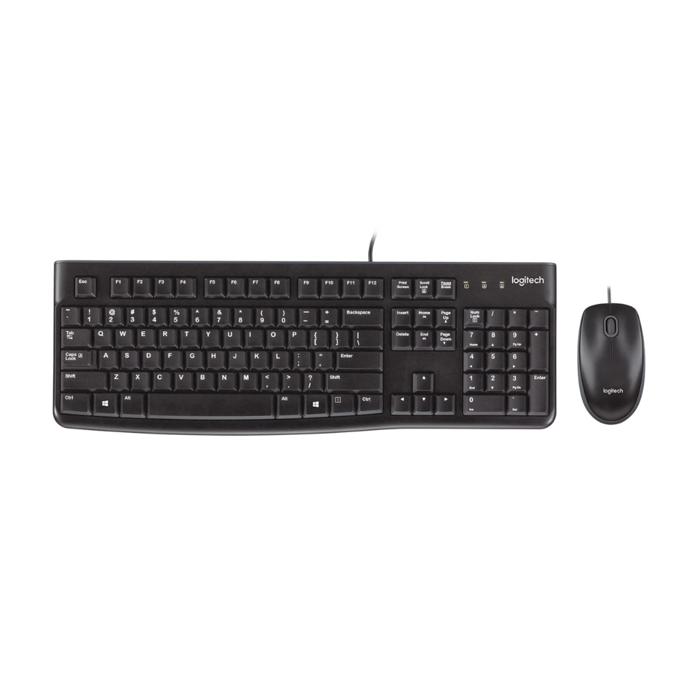 Combo Teclado E Mouse Logitech Mk120 Usb Preto Com Fio [F133]