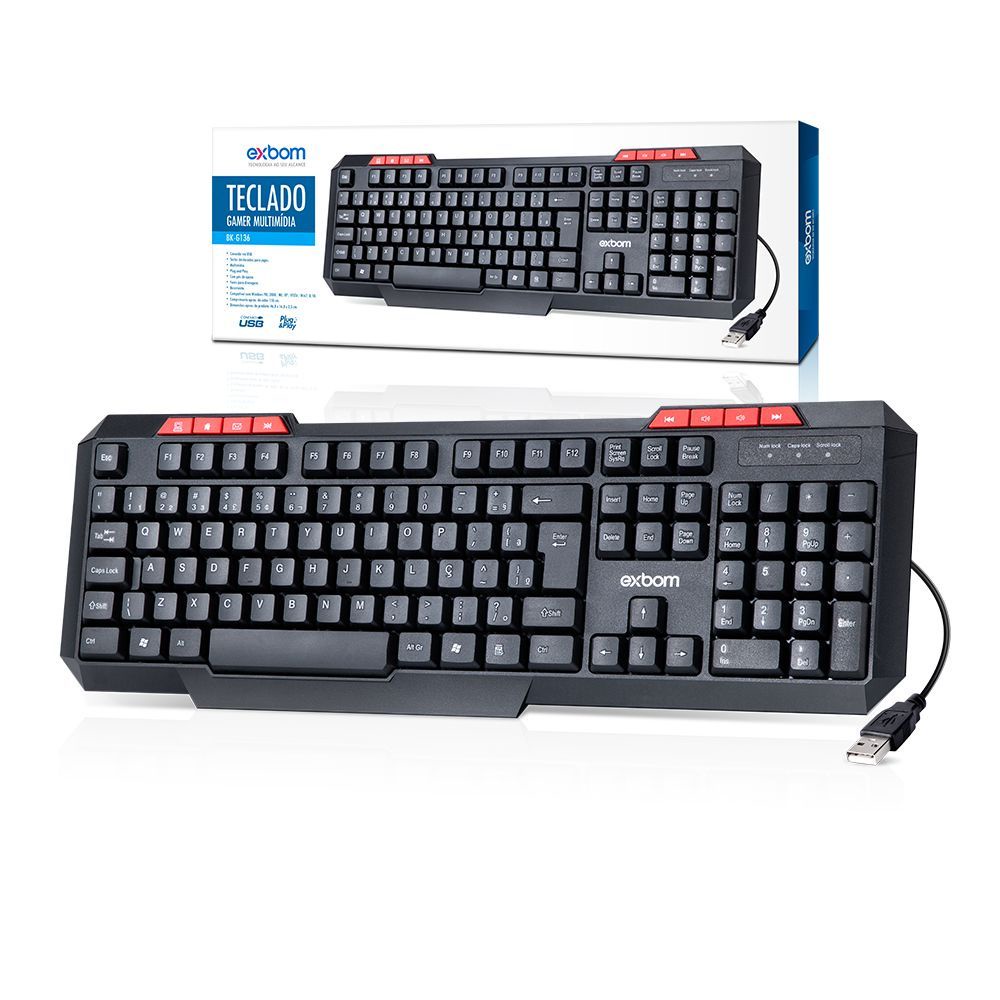 Teclado com fio USB Exbom ABNT