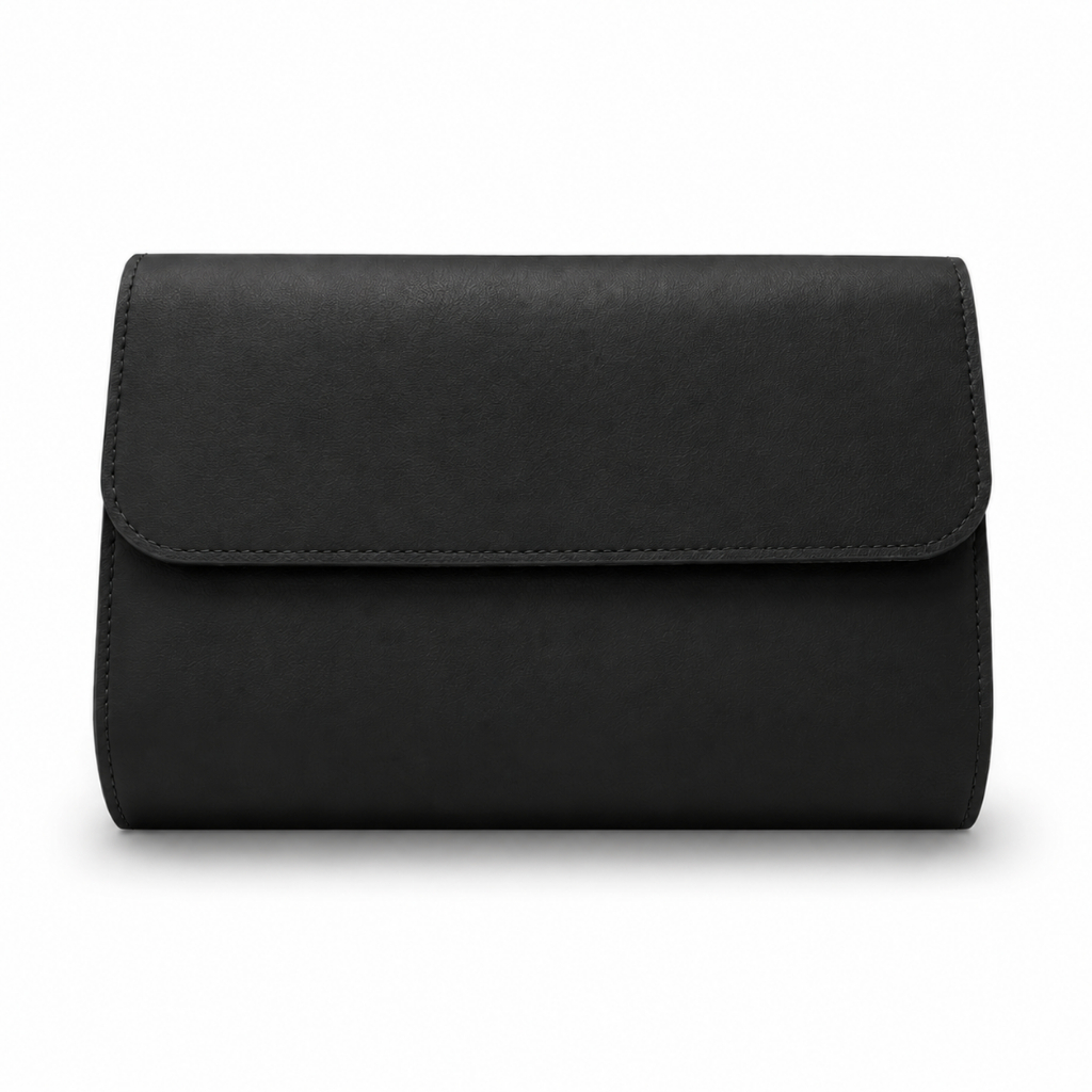 Case para Mouse Carregador e Organizador de Cabos em Couro Sintético Preto