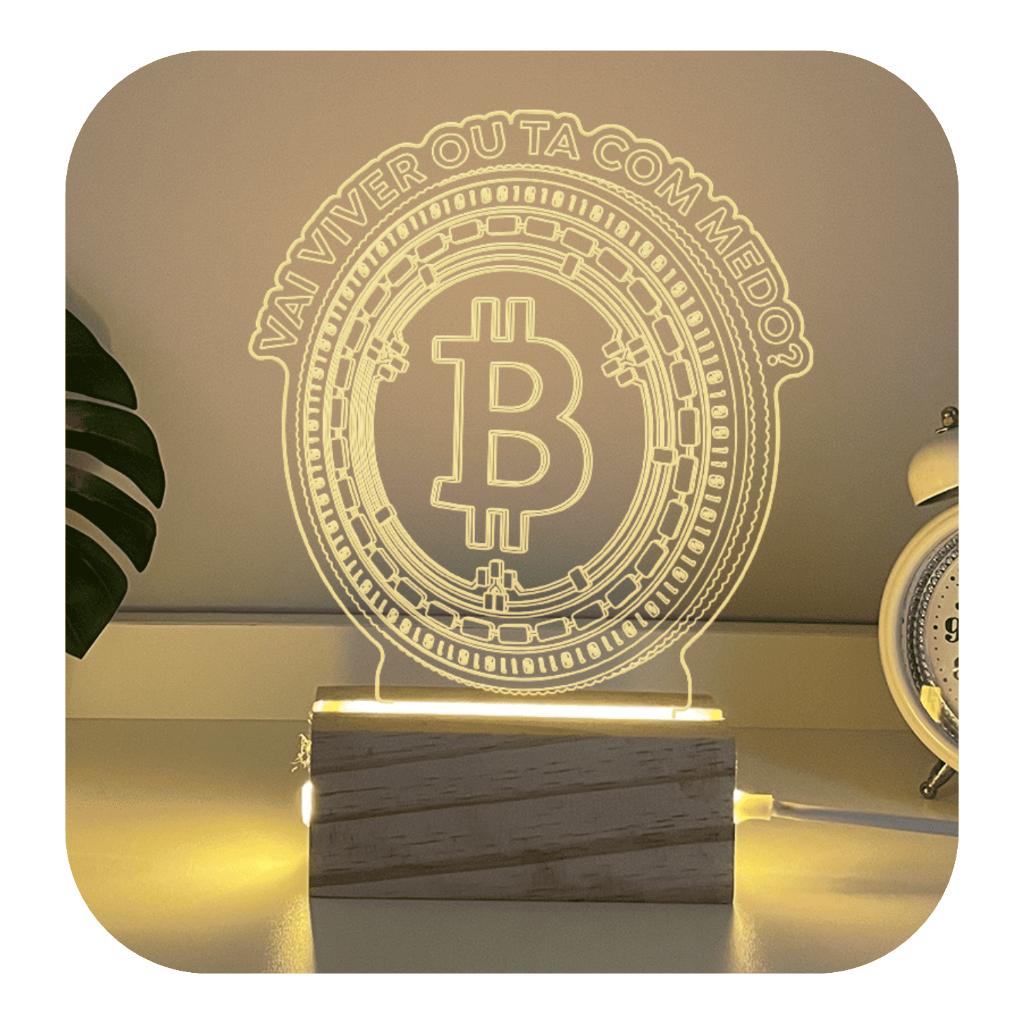 Luminária De Mesa Smart Decoração Bitcoin 3d Led Acrílico