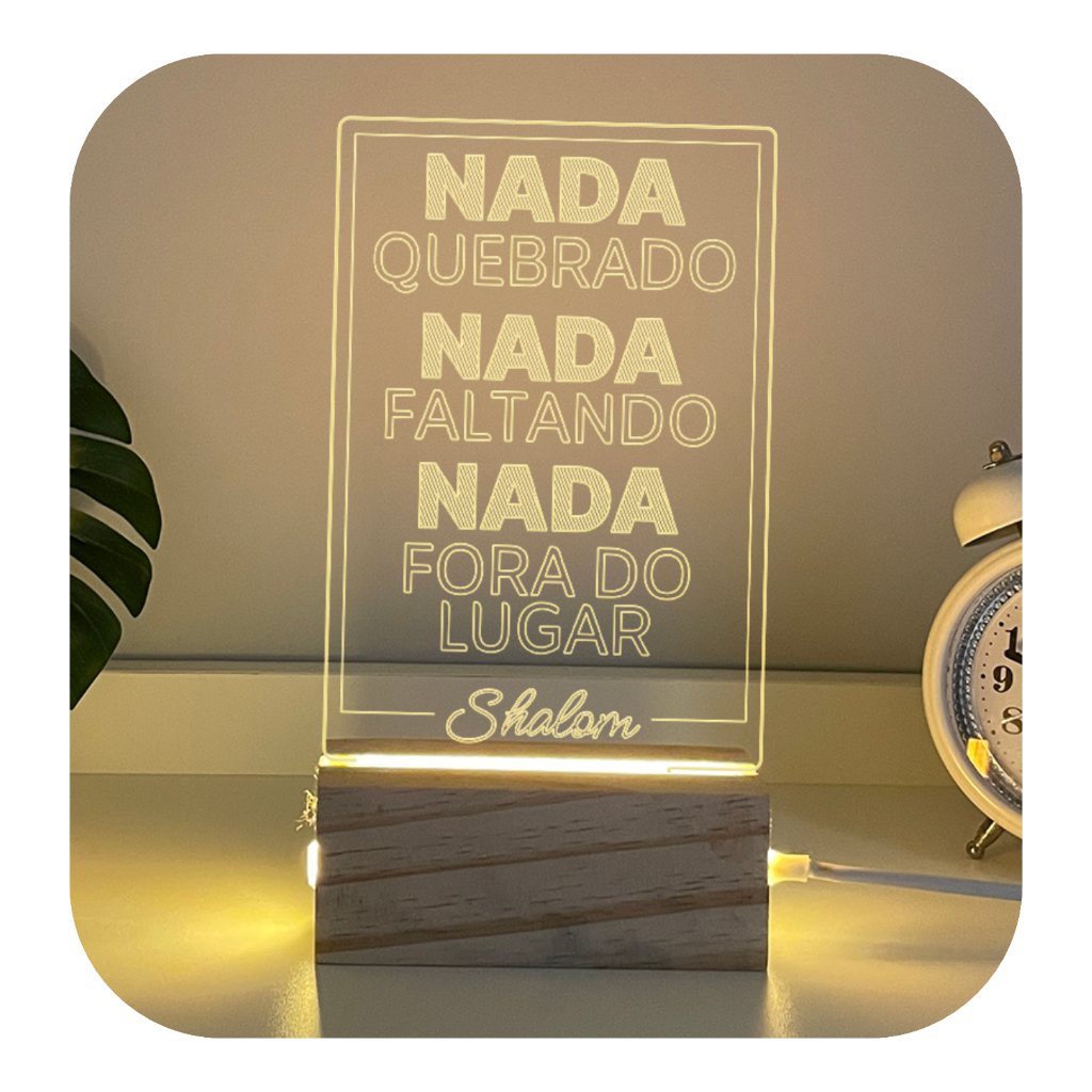 Luminária De Mesa Smart Decoração Shalom 3d Led Acrílico