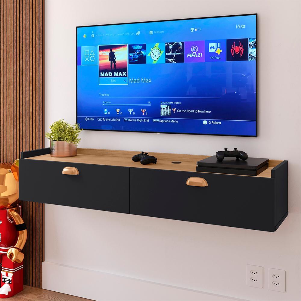 Rack Bancada Home Suspenso 120 cm Estante TV Smart Porta Nicho Decoração Classic Decor