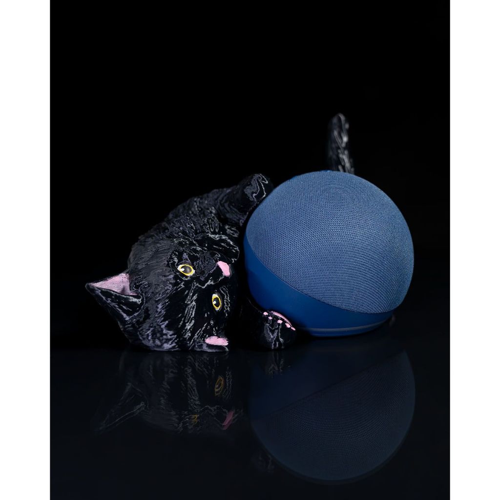 Suporte Base para Alexa Echo Dot (4ª e 5ª Geração) - Gato com Novelo de Lã 3D - Decoração Smart