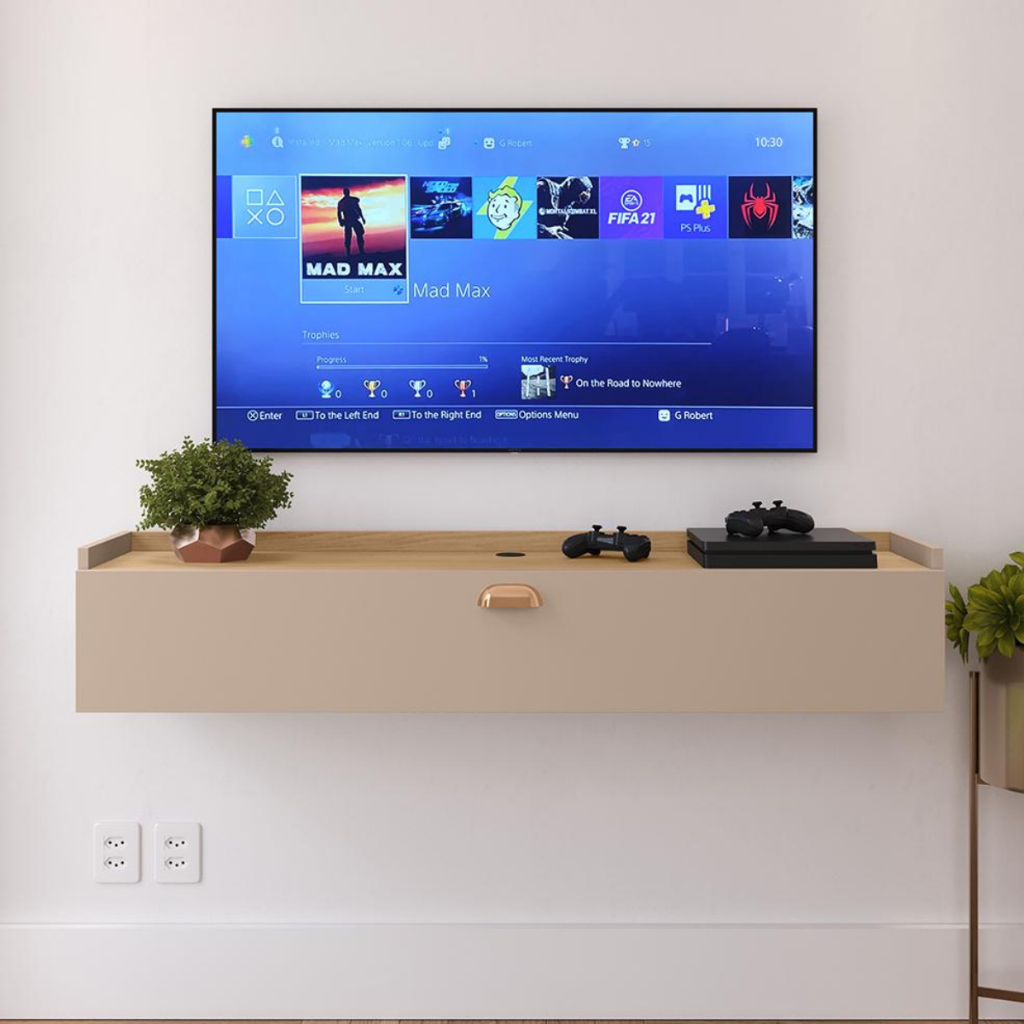 Rack Suspenso Bancada Home Smart TV 1 Porta Sala de Estar / Decoração 90 cm Classic New