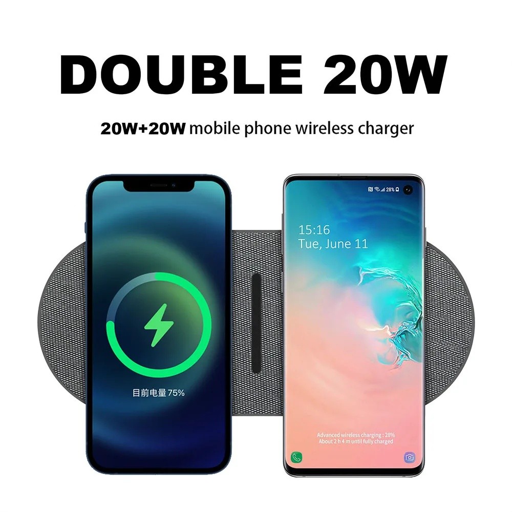 40W Wireless Charger for iPhone 17-12 Series Dual 20W 2 in 1 Fast Charging Dock Station For Galaxy Series