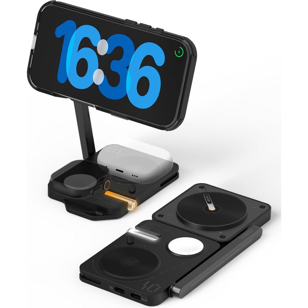 Aulumu MagSafe-Compatible M01 4-in-1 Wireless Charging Station | 15W Collapsible Magnetic Wireless Charger for iPhone 17