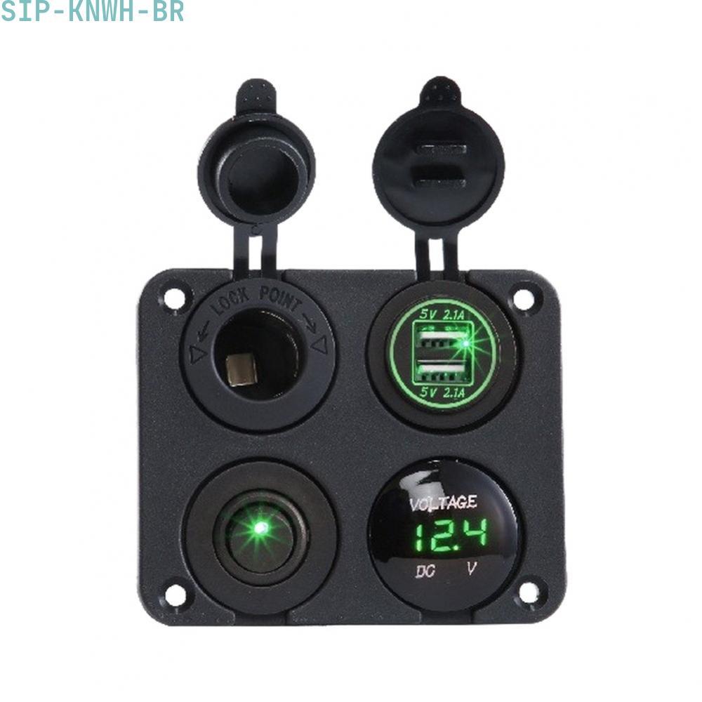 [SIP-KNWH-BR]4in1 on-off Charger Socket Panel Dual USB Charger Power Outlet for Car Marine RV-New In 11-