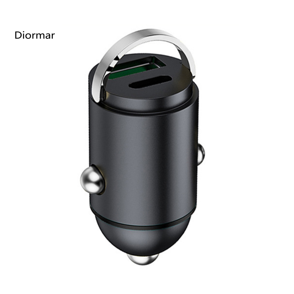 Portable Car Charger Hidden Mini 120w Dual-port Usb Type-c Fast Charging Aluminum Alloy Auto Adapter for Phones Tablets