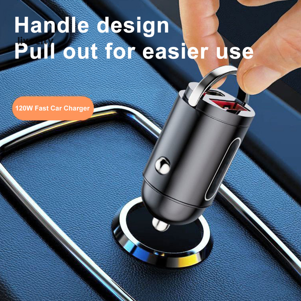 Usb Type-c Car Charger 120w Dual-port Fast Charging Aluminum Alloy Auto Adapter for Phones Tablets – with Models Durab