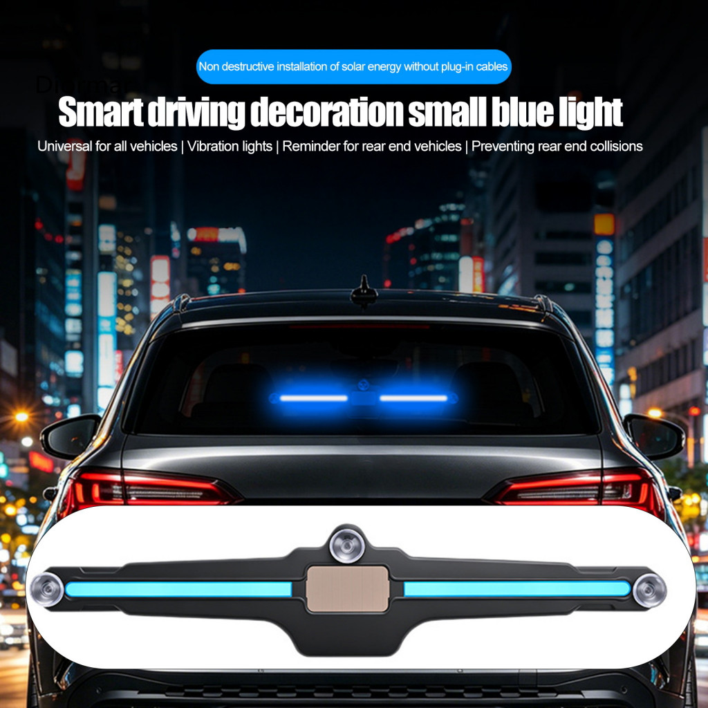 Rear Windshield Safety Lamp Solar Rechargeable Light Car Window Led Blue Universal Suction Cup Warning for for Suvs
