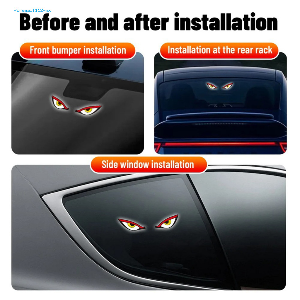 Car Led Light Portable Rechargeable Devil Eyes Solar Powered with Vibration Sensor Usb-c Dynamic Windshield Ambient for