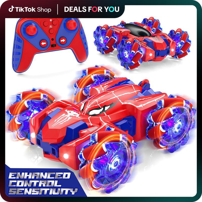 Spider Remote Control Car - Double Sided RC Stunt Car Outdoor Toys For Kids, 360° Flip 4WD Rechargeable Race Car, Girls
