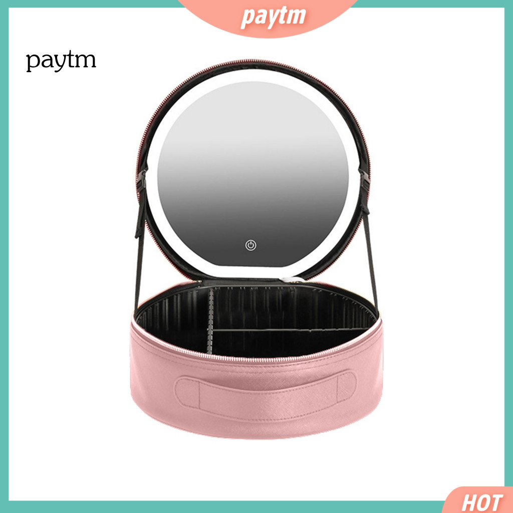 Makeup Bag with Adjustable Partition Travel Led Mirror Rechargeable Portable Cosmetic for Brushes for Southeast