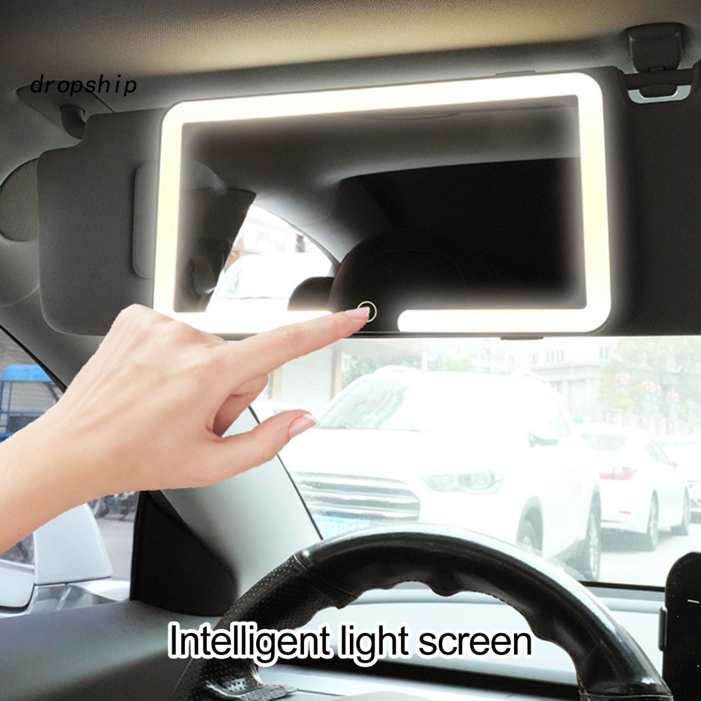Sun Visor Makeup Mirror Three Color Temperature Car Vanity with 3 Adjustable Led Light Modes Dimmable Touch Control Rech